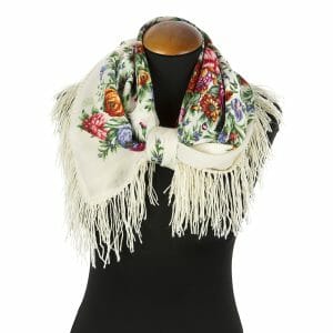 1599-1 Original Pavlovo Posad Russian Shawl 100% Wool scarf 89×89 cm