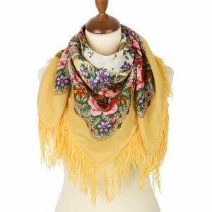 1706-2 Original Pavlovo Posad Russian Shawl 100% Wool scarf 89×89 cm