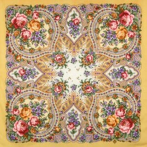 1706-2 Original Pavlovo Posad Russian Shawl 100% Wool scarf 89×89 cm