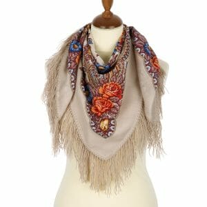 1696-16 Original Pavlovo Posad Russian Shawl 100% Wool scarf 89×89 cm