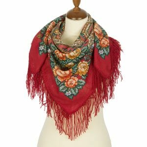 1687-6 Original Pavlovo Posad Russian Shawl 100% Wool scarf 89×89 cm