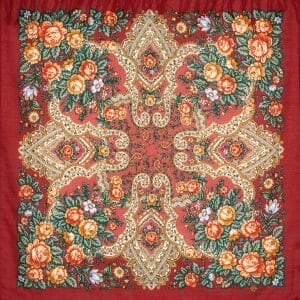 1687-6 Original Pavlovo Posad Russian Shawl 100% Wool scarf 89×89 cm