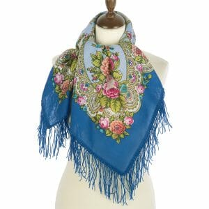 1641-13 Original Pavlovo Posad Russian Shawl 100% Wool scarf 89×89 cm