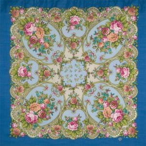 1641-13 Original Pavlovo Posad Russian Shawl 100% Wool scarf 89×89 cm