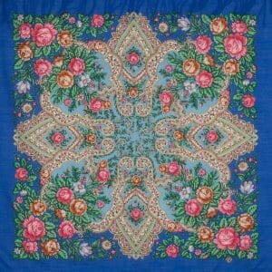 1687-13 Original Pavlovo Posad Russian Shawl 100% Wool scarf 89×89 cm