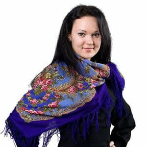 1264-14 Original Pavlovo Posad Russian Shawl 100% Wool scarf 89×89 cm