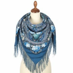 1877-13 Original Pavlovo Posad Russian Shawl 100% Wool scarf 110×110 cm