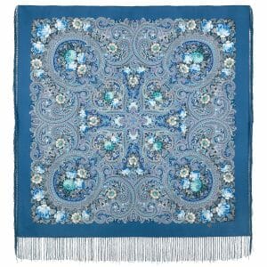 1877-13 Original Pavlovo Posad Russian Shawl 100% Wool scarf 110×110 cm