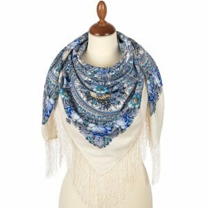 1877-1 Original Pavlovo Posad Russian Shawl 100% Wool scarf 110×110 cm