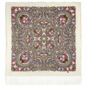 1877-2 Original Pavlovo Posad Russian Shawl 100% Wool scarf 110×110 cm