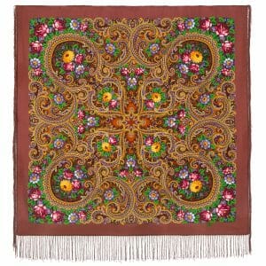 1877-16 Original Pavlovo Posad Russian Shawl 100% Wool scarf 110×110 cm