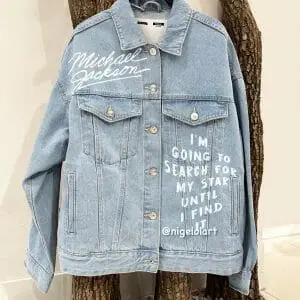 Michael Jackson Painted denim jacket Custom gifts Jean jacket blue denim jacket King of pop mj jacket dangerous