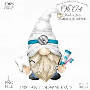 Gnome Dentist Clip Art. Profession. Cute Characters