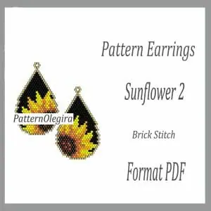 Sunflower 2 Earrings bead patterns PDF file Beading patterns Beading earrings Beading Sunflower Olegirabeadpattern