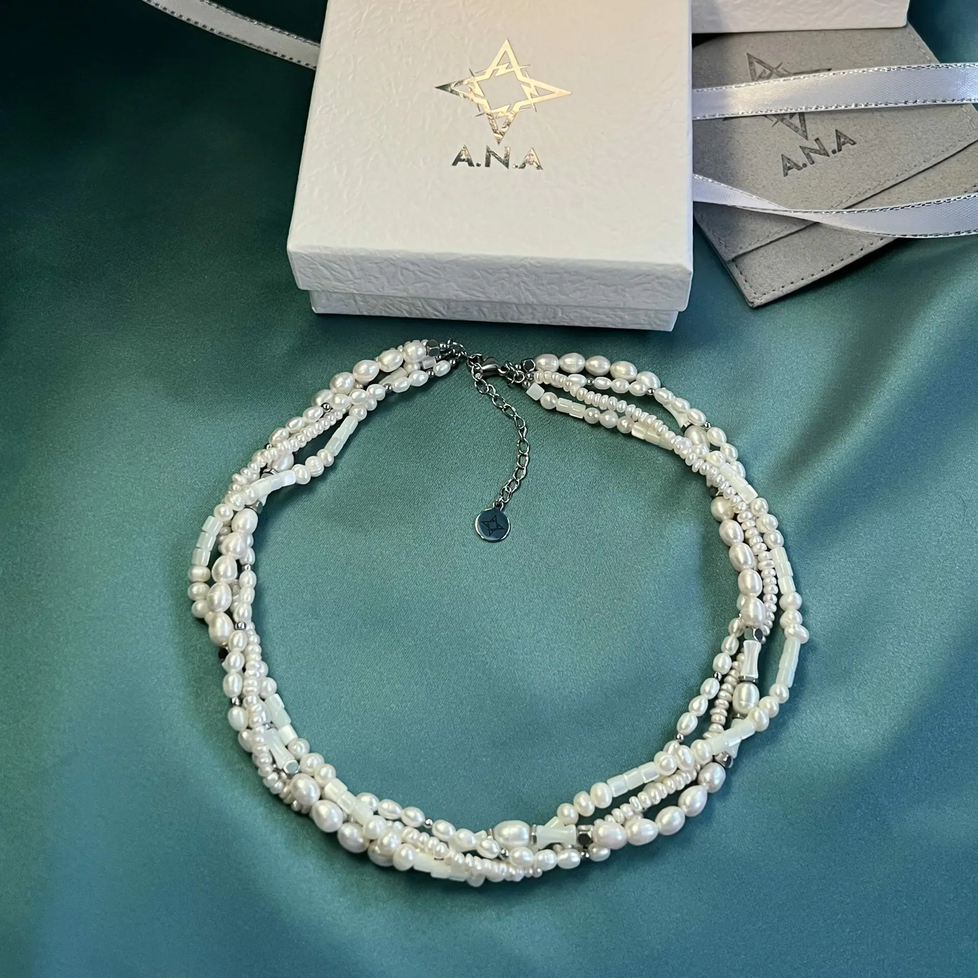 Multilayer Pearl Necklace LOVE COLLAR by ANAMORE