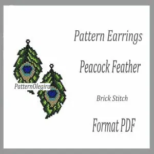 PEACOCK FEATHER Earrings bead patterns PDF file Beading patterns Beading earrings Beading Peacock Feather Olegirabeadpattern