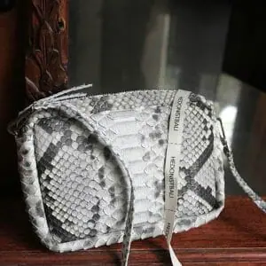 Smalll woman genuine python skin elegant grey snake print clutch | small every day purse| exotic leather bag | gift for her | snakeskin bag