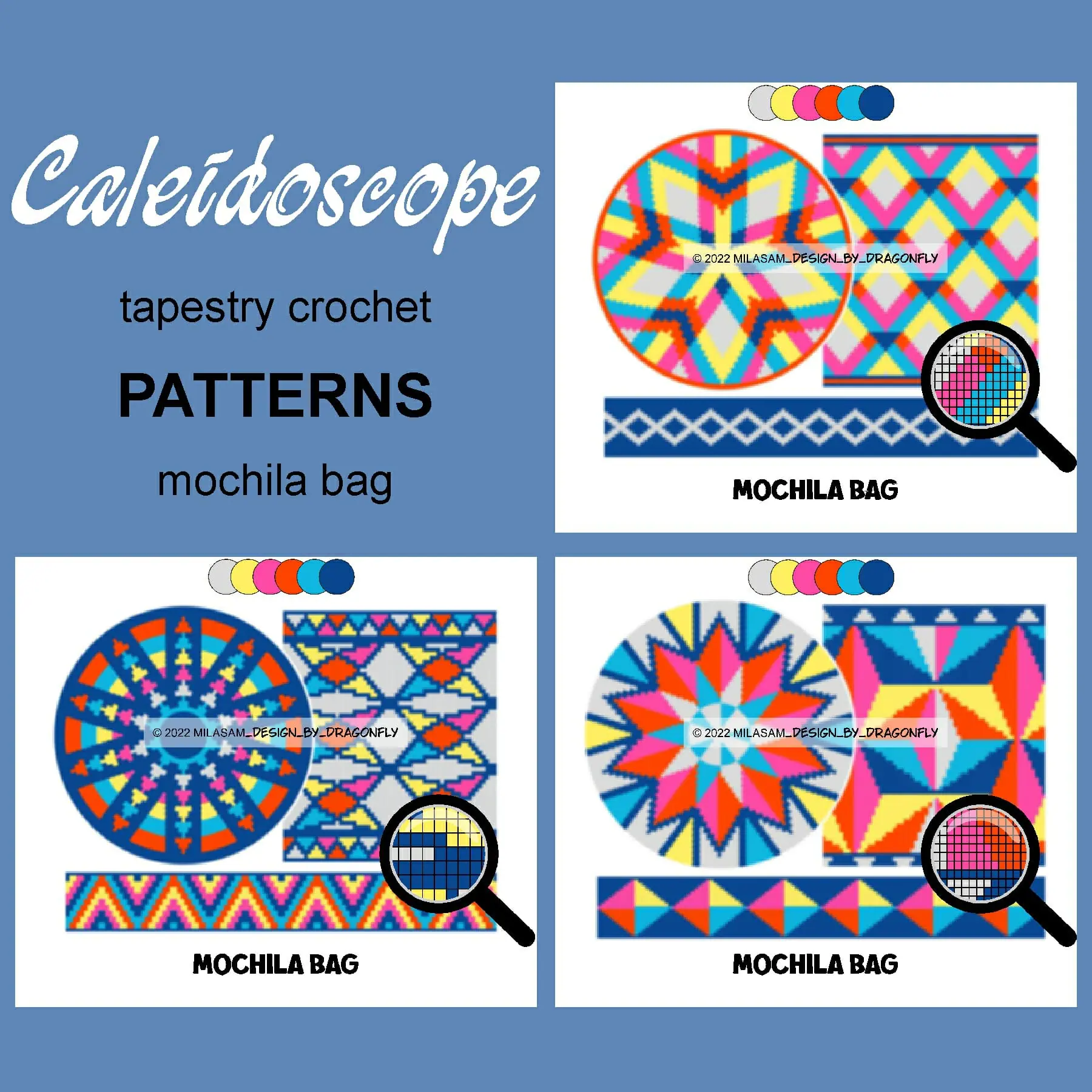 Wayuu mochila bag patterns / SET Caleidoscope 1 Wayuu mochila bag patterns / SET Caleidoscope