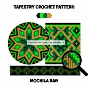 Handmade Marketplace 548 Wayuu mochila bag pattern / tapestry crochet bag pattern / GREENERY 3