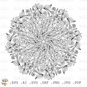 Floral Mandala Coloring Page Pdf Pattern Svg Cricut