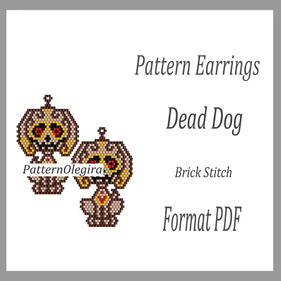DEAD DOG Earrings bead pattern PDF Bead earrings pattern 1 Dead Dog Earrings bead patterns PDF file Beading patterns Beading earrings Beading Dog Olegirabeadpattern