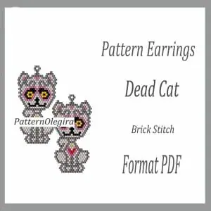 Dead Cat Earrings bead patterns PDF file Beading patterns Beading earrings Beading Cat Olegirabeadpattern