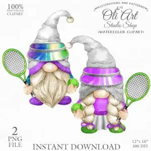 Tennis Gnome Png Clipart. Hand Drawn Graphics