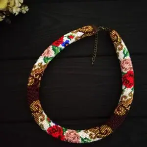 Beaded Necklace , Seed Bead Crochet Necklace , Seed Bead Crochet