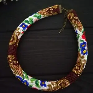 Beaded Necklace , Seed Bead Crochet Necklace , Seed Bead Crochet