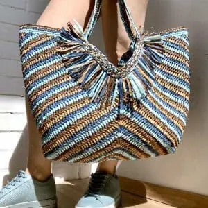Crochet pattern Raffia Fringe Beach Bag PDF Tutorial