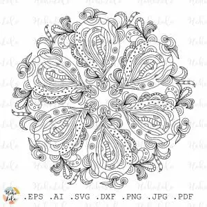 Floral Mandala Coloring Page Pdf Pattern Svg Cricut