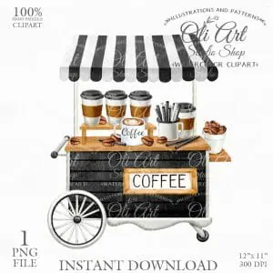 Coffee cart. Summer. clipart PNG. Spring Digital File