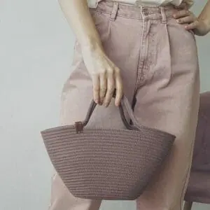small heather cotton rope woman bag in hand