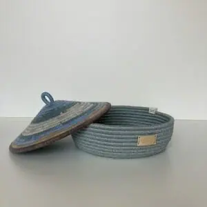 Handmade Marketplace 659 Light blue Basket with lid 5'' x 9''