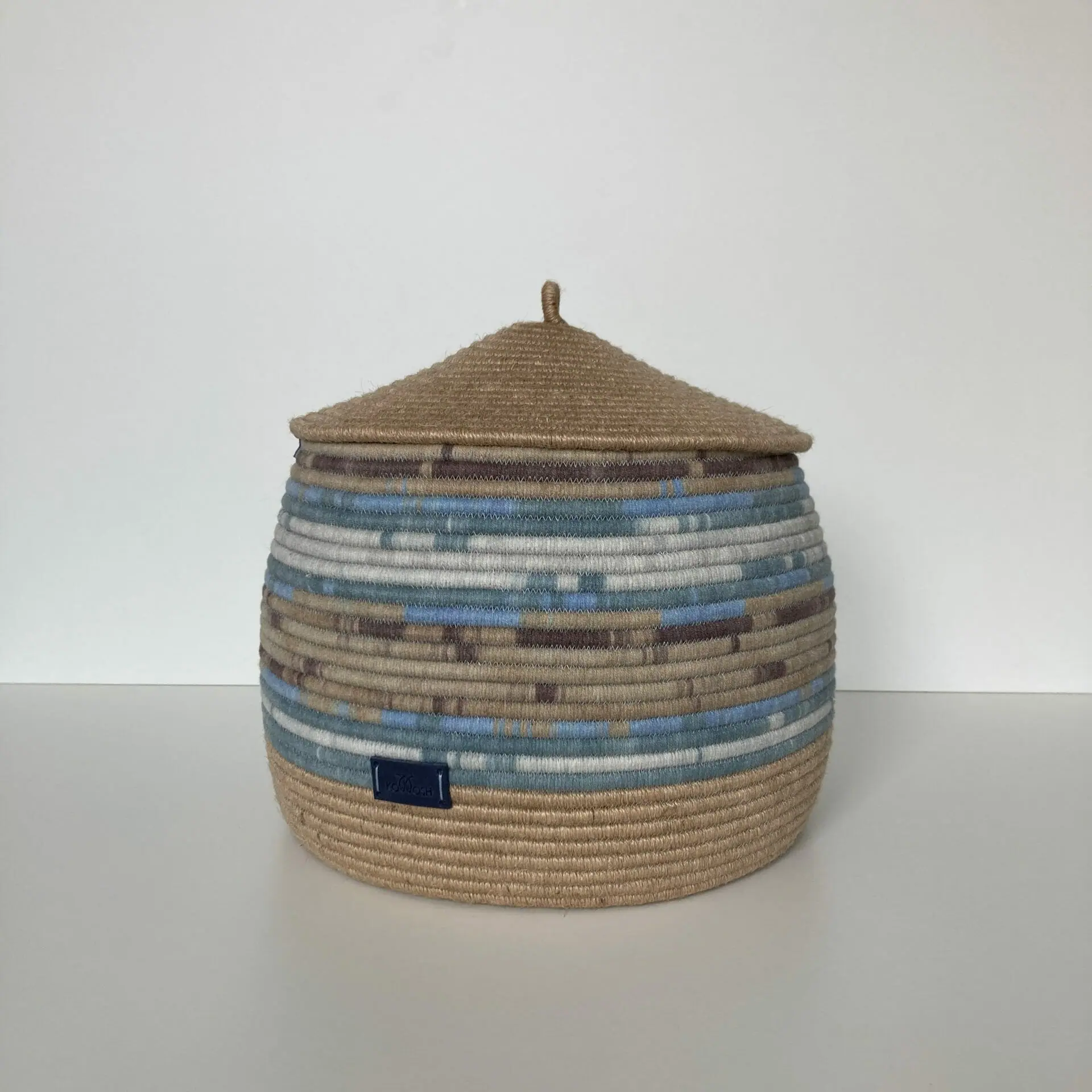 Large Jute Storage Basket with lid 10.5” x 10.2”