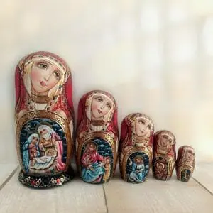 Russian Wooden Matryoshka Doll Christmas.Nesting Doll 5 pes.
