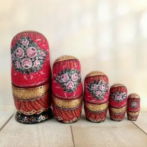 Russian Wooden Matryoshka Doll Christmas.Nesting Doll 5 pes.