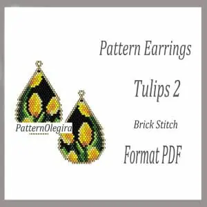 Tulips 2 Earrings bead patterns PDF file Beading patterns Beading earrings Beading Tulips Flower bead patterns Olegirabeadpatterns