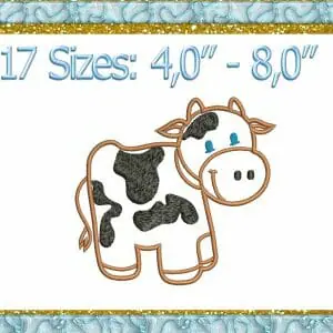 Handmade Marketplace 525 cow applique machine embroidery design