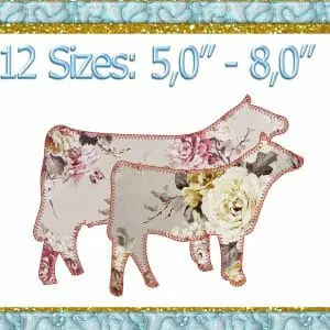 Handmade Marketplace 523 cow applique machine embroidery design 218