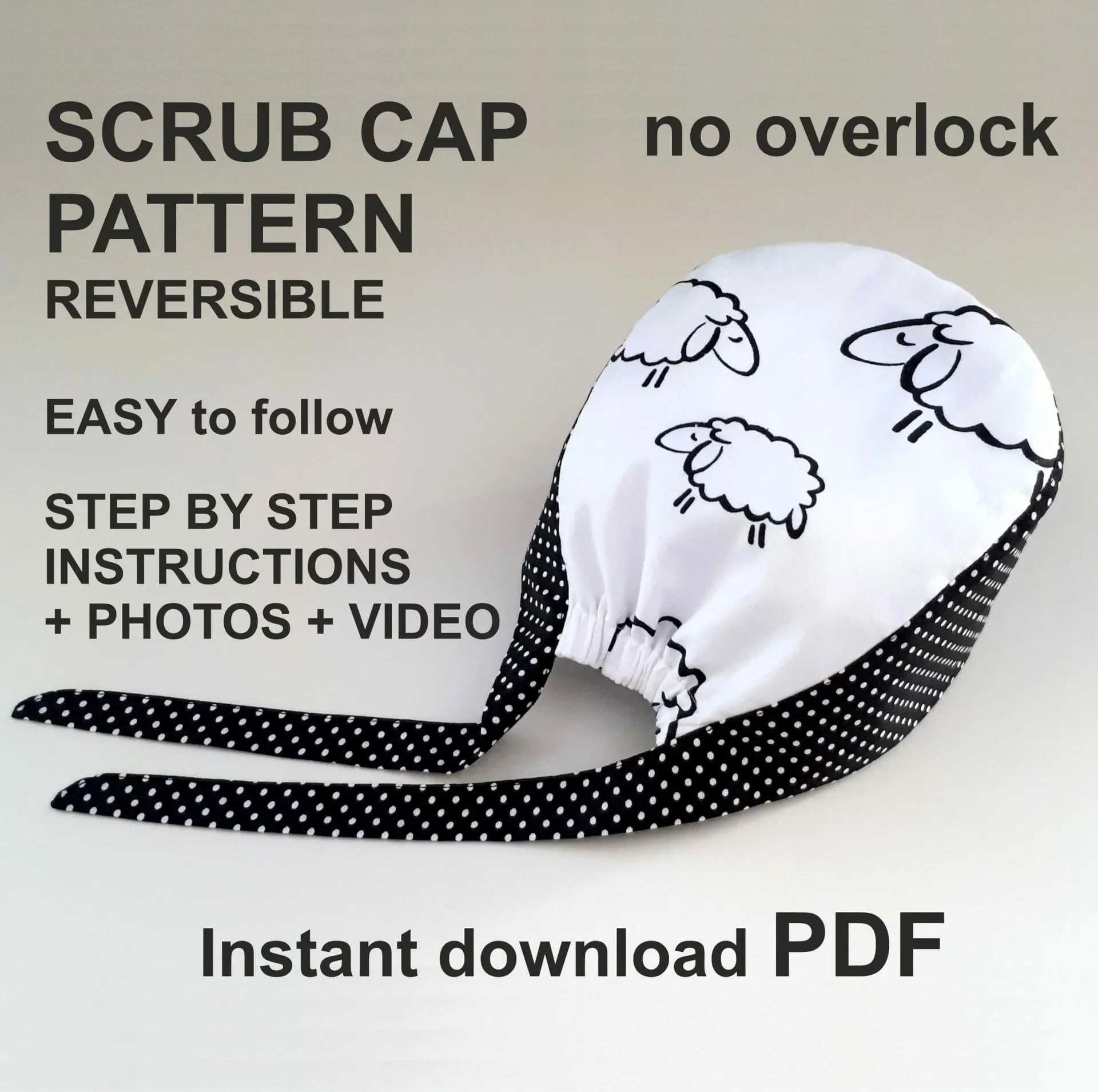 Reversible scrub cap pattern