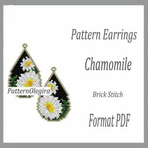 Chamomiles Earrings bead patterns PDF file Beading patterns Beading earrings Beading Chamomiles Flower bead patterns Olegirabeadpatterns