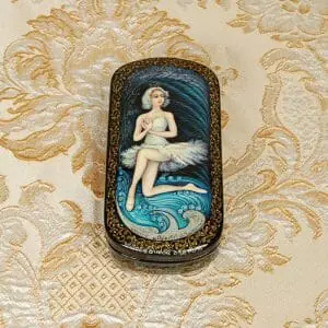 Odette ballerina lacquer box painted Swan Lake ballet