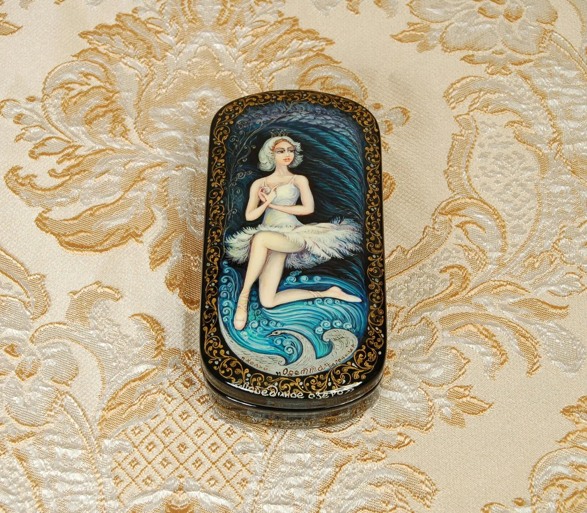 Odette ballerina lacquer box painted Swan Lake ballet
