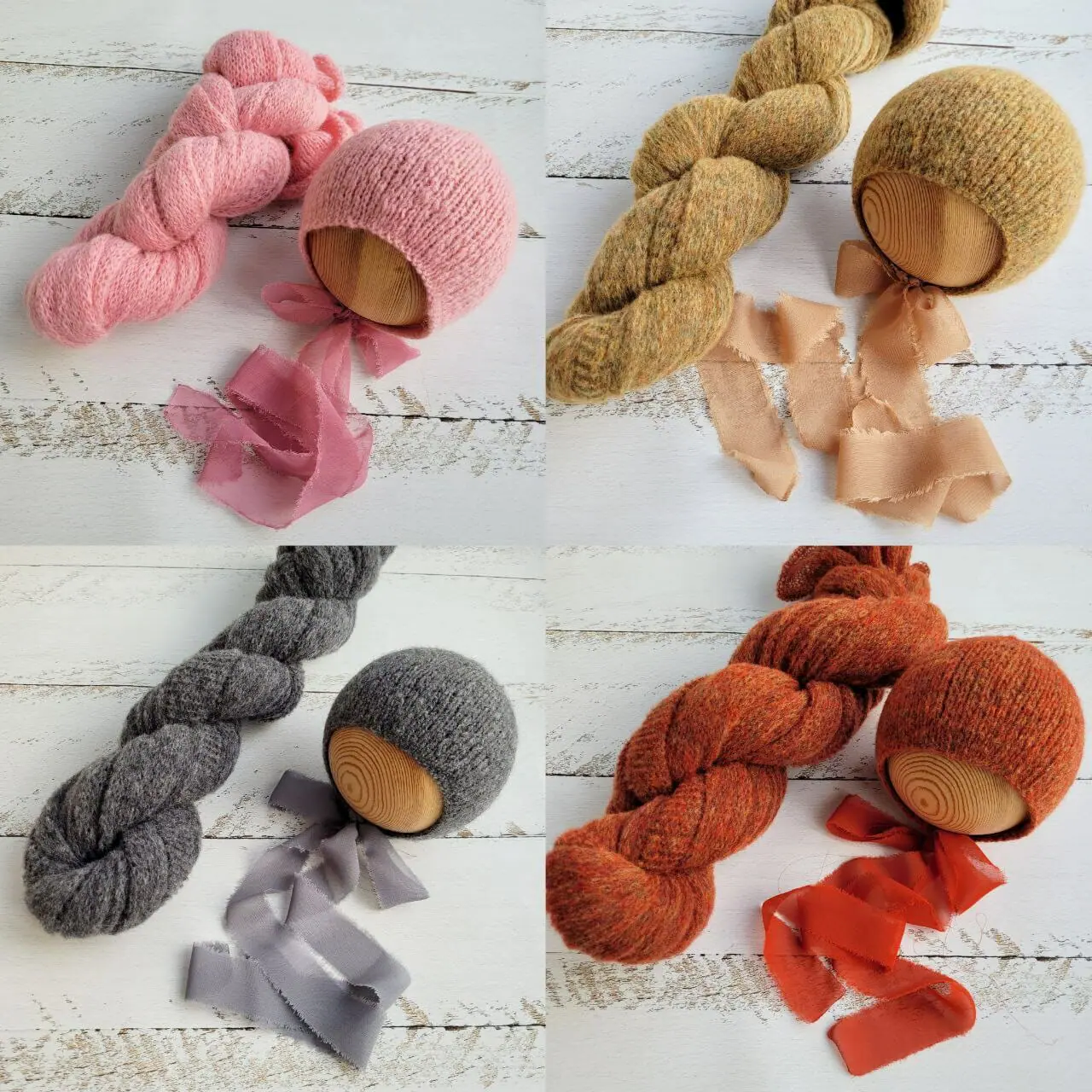 Soft knitted wraps and bonnets.Newborn photo props