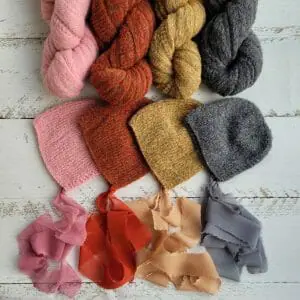Soft knitted wraps and bonnets.Newborn photo props