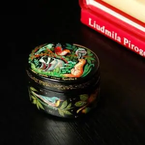 Animals lacquer box small hand-painted wildlife art