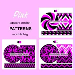 3 CROCHET PATTERNS PDF/ Tapestry crochet bag / wayuu mochila bag / SET PINK