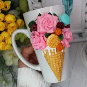 Mom’s gift, flower design, mom’s day, flower mug