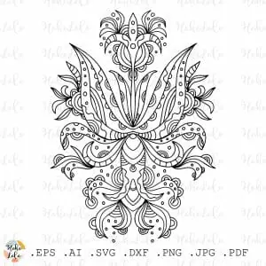 Floral Coloring Pattern Pdf Cricut Svg Clipart Png